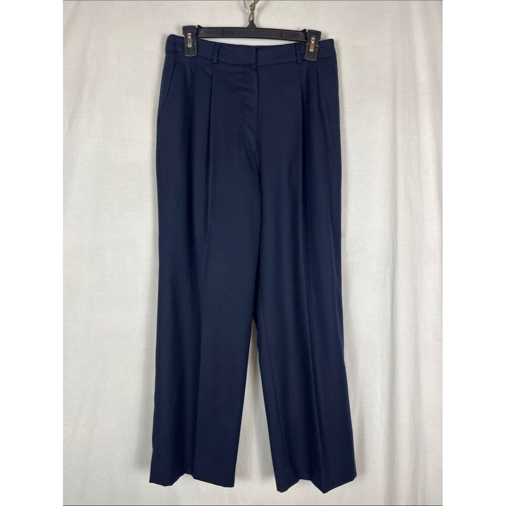 Vintage 1980s Neiman Marcus 100% Wool Straight Leg Navy Blue Dress Slacks